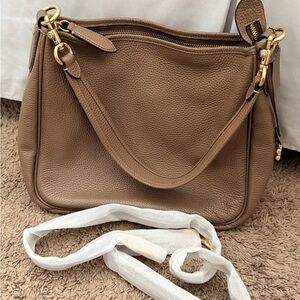 Coach leather taupe shoulder bag